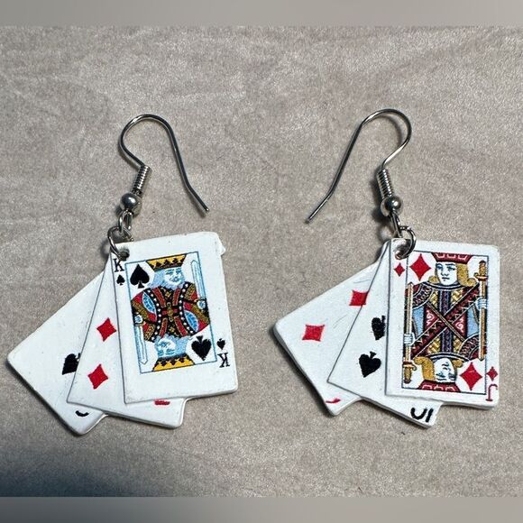 Poker Playing Cards Dangle Earrings | Fun & Unique Statement Jewelry - Picture 16 of 17